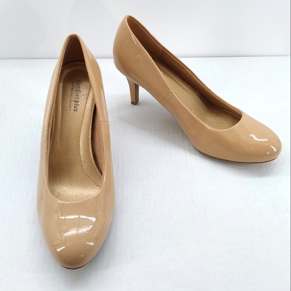 Comfort Plus By Predictions Nude Heel 9.5 w work career office shoes heels.